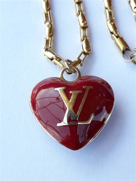 louis vuitton red heart necklace|Louis Vuitton charm necklace.